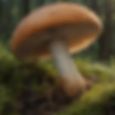 Close-up of a mushroom with distinct features for identification