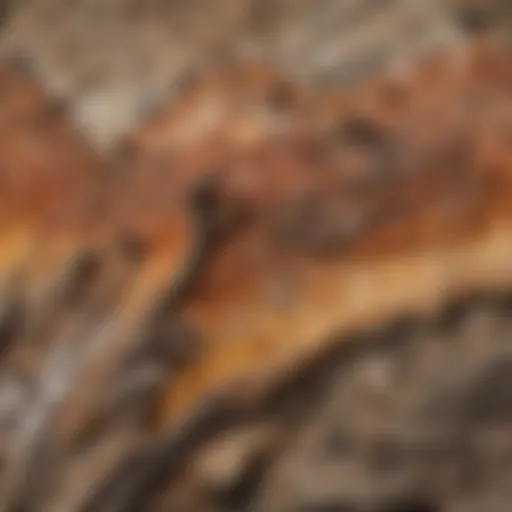 A close-up view of a piece of petrified wood showcasing its intricate patterns and textures.