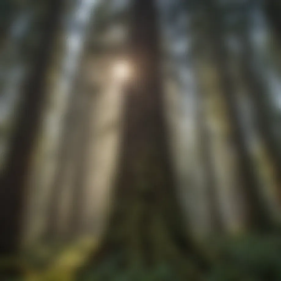 A majestic Douglas fir tree towering over a lush forest