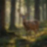 A majestic deer in a sunlit forest clearing