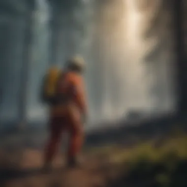 Forest firefighter in action combating wildfires