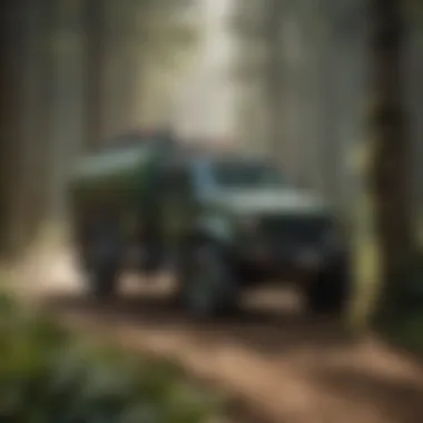 Forest Pest Control Application A lush forest being treated for pest control using a spray truck