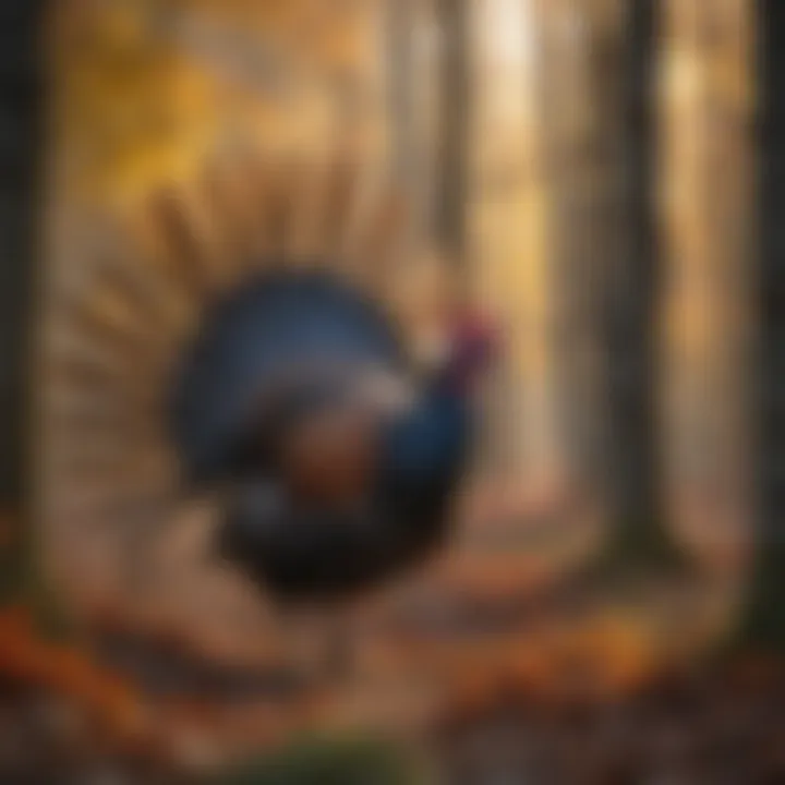 A striking male Gould's wild turkey displaying its colorful plumage in the wild