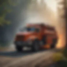 Advanced fire suppression system installed on a construction vehicle