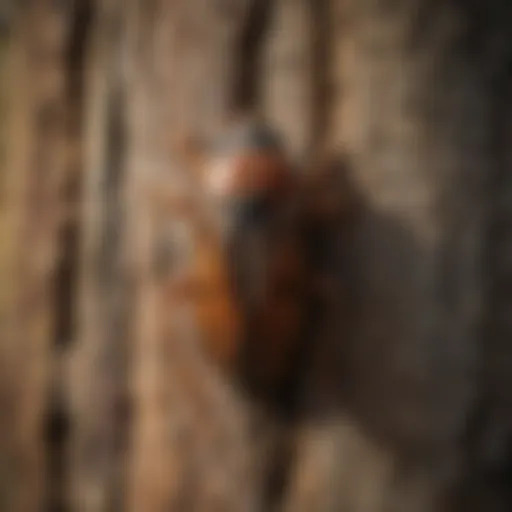 Close-up of an insect on tree bark