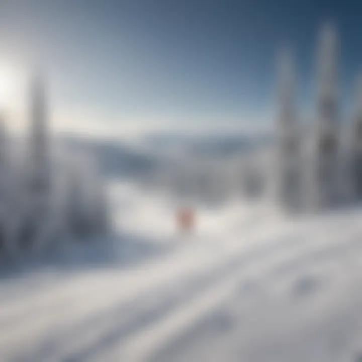 Skiers navigating through powdery snow on the slopes of Kirkwood Ski Area.