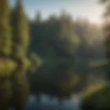 Tranquil lake surrounded by lush woods