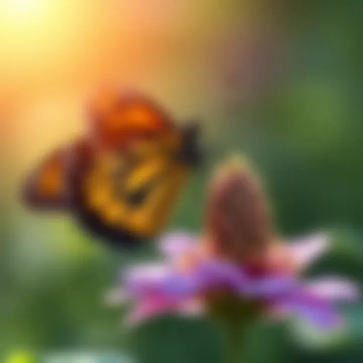 Close-up of monarch butterfly on milkweed flower