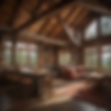 Rustic Elegance of the Lodge Architectural details of the Lumberjack Lodge showcasing rustic elegance