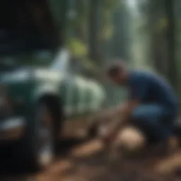 A skilled mechanic working under the hood of a car, showcasing expertise in automotive repair.