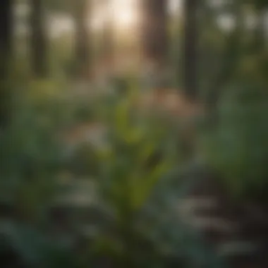 Milkweed plant in its natural habitat with diverse flora