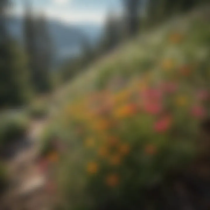 Close-up of vibrant wildflowers along the Mount Scott trails