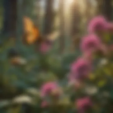 Pollinators in Action: Bees and Butterflies Bees and butterflies interacting with native plants