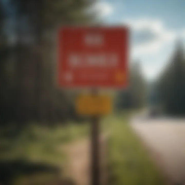 Border crossing sign between Canada and the USA