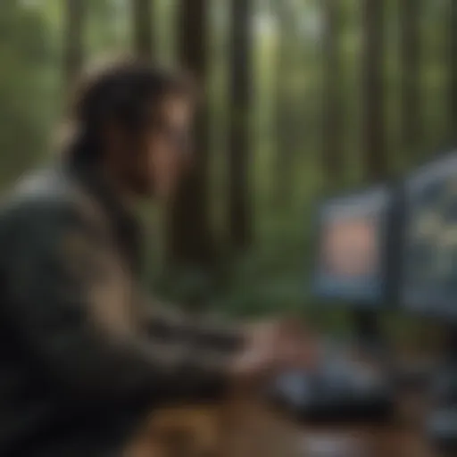 An engineer analyzing data on a computer