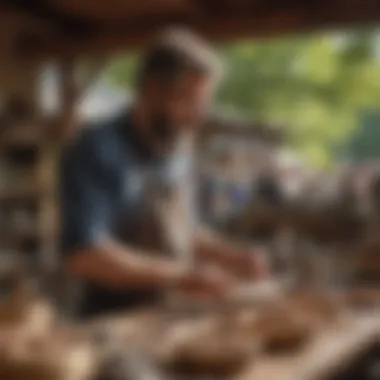 Local artisans displaying their crafts at a community market