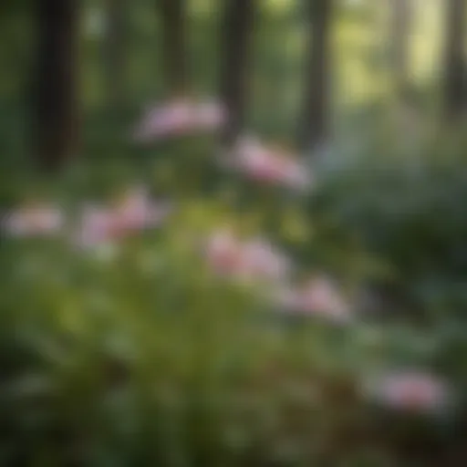 A close-up view of Pennsylvania native wildflowers in bloom