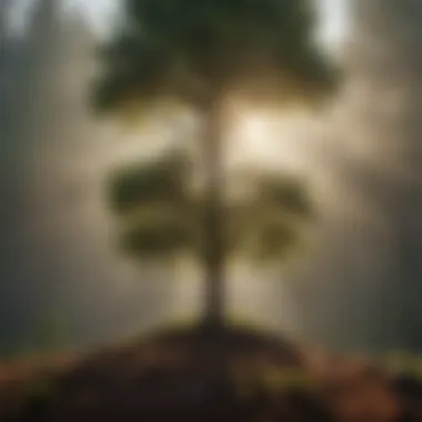 Serene Landscape with New Tree A serene landscape with a newly planted tree symbolizing remembrance