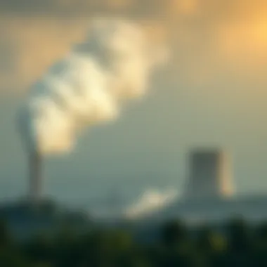 Industrial Emissions Industrial smokestacks emitting pollutants into the atmosphere