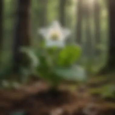 Trillium in Woodland Ecosystem Trillium plants thriving in a natural woodland habitat
