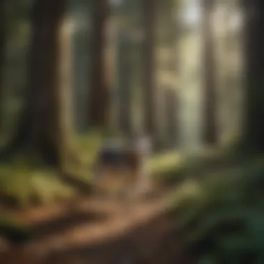 Outdoor Adventure for Dogs in Redwood National Park A dog enjoying an outdoor adventure in a designated area of Redwood National Park, surrounded by nature.