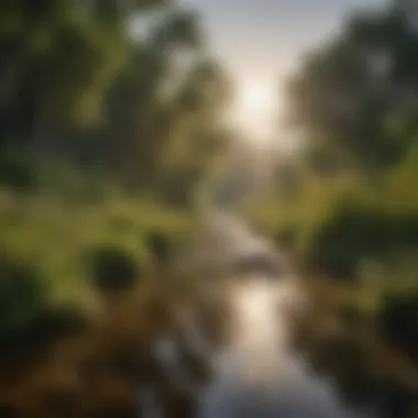 Diverse flora thriving in a newly rehabilitated river ecosystem