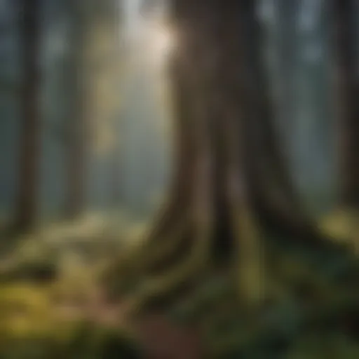 A serene forest landscape showcasing diverse tree species.