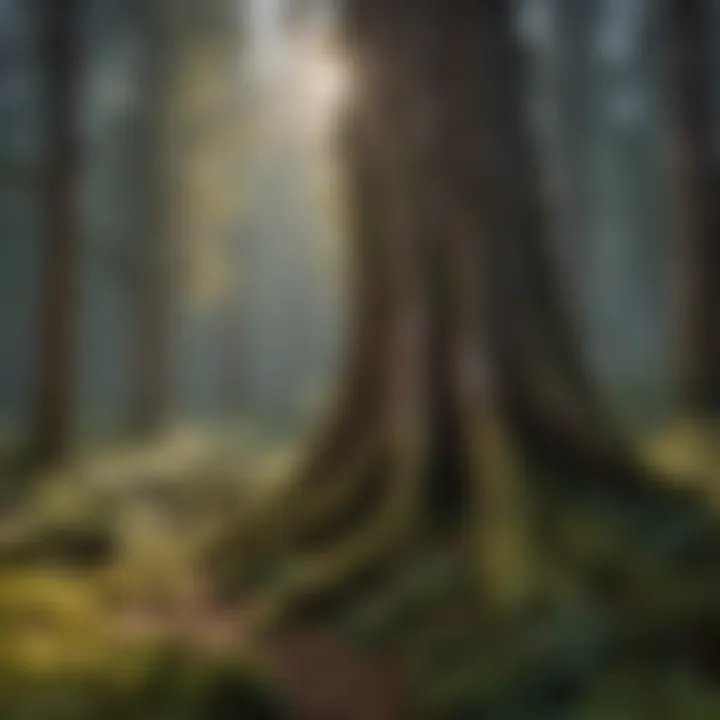 A serene forest landscape showcasing diverse tree species.