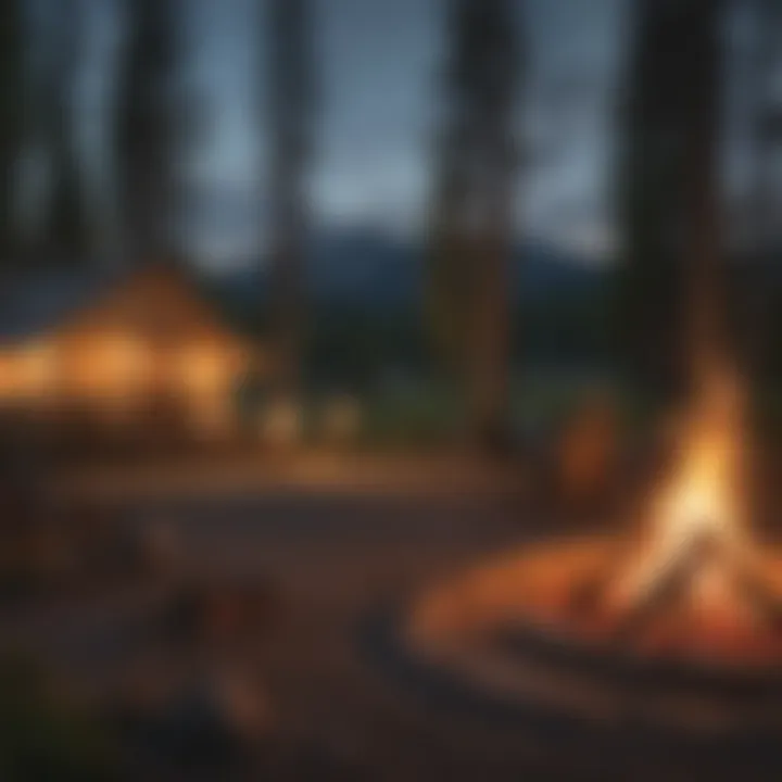 Campers enjoying a bonfire at an RV park in Yellowstone area