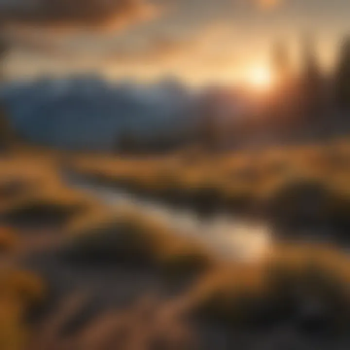 Panoramic view of the Sawtooth Range during sunrise