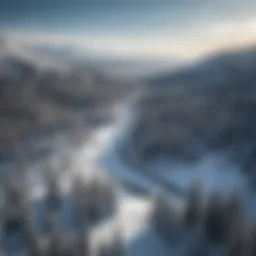 A stunning aerial view of Truckee ski resorts surrounded by pristine snow-covered forests.
