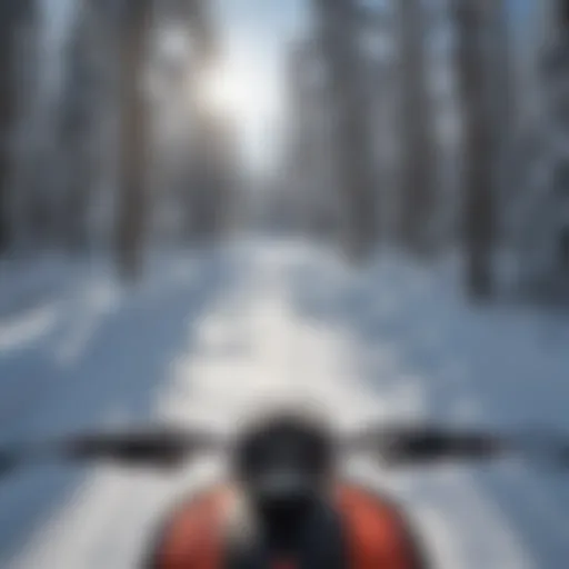 Snowmobiler navigating a pristine winter trail in Steamboat Springs