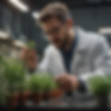 Plant Research in Action A researcher examining plant samples in a laboratory