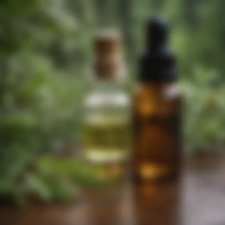 A close-up of essential oils and herbs used in symbolic spa therapies