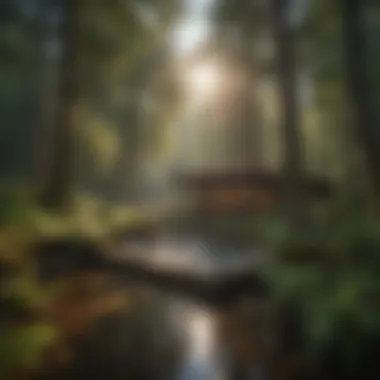Natural Landscapes Enhancing Spa Experiences A calming natural landscape surrounding a symbolic spa, promoting wellness