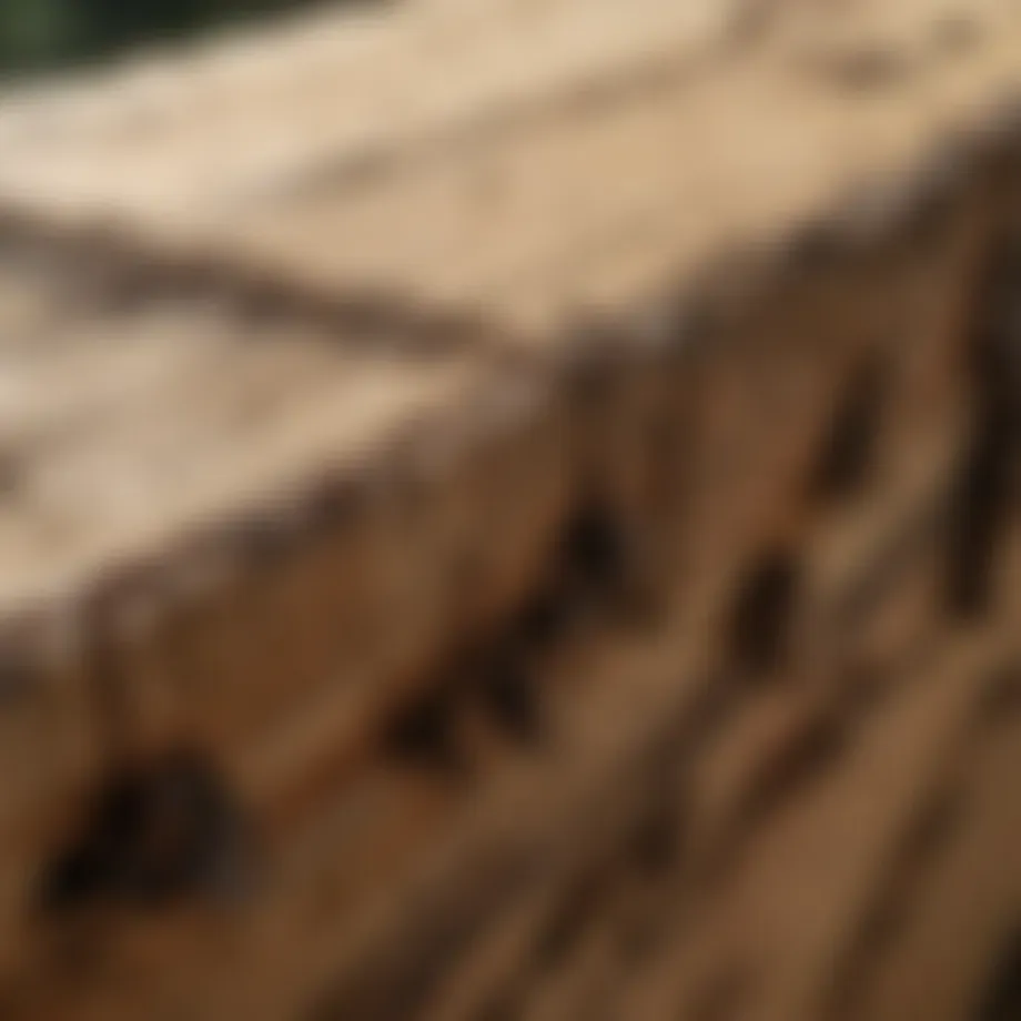 Close-up of termite damage on wood
