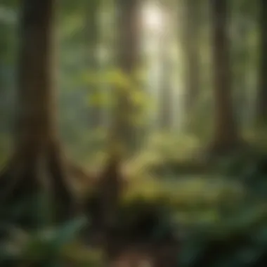 Ginseng Trees in their Natural Forest Ecosystem Lush forest environment where ginseng trees thrive