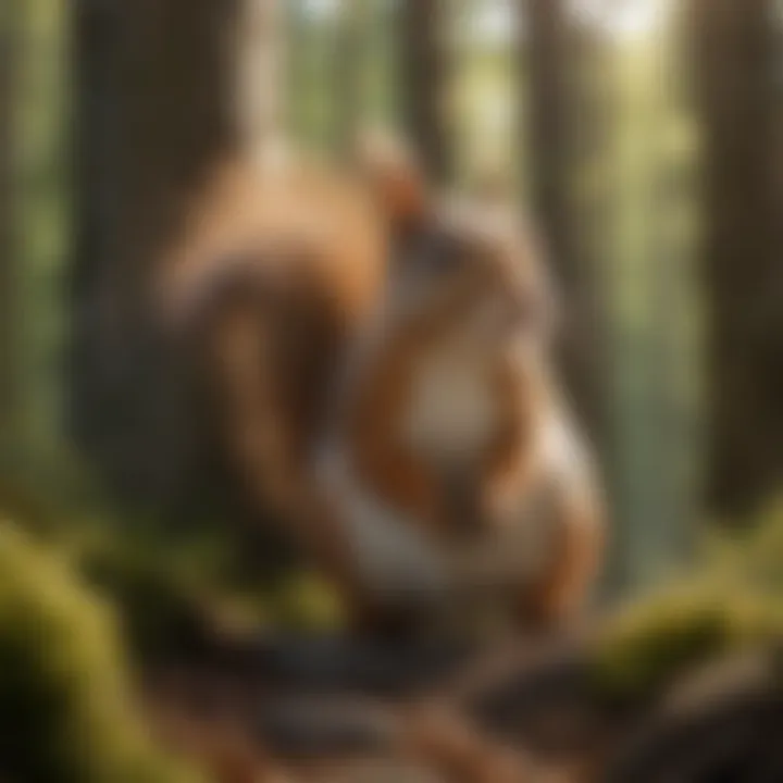 Squirrel observing its surroundings in a forest setting