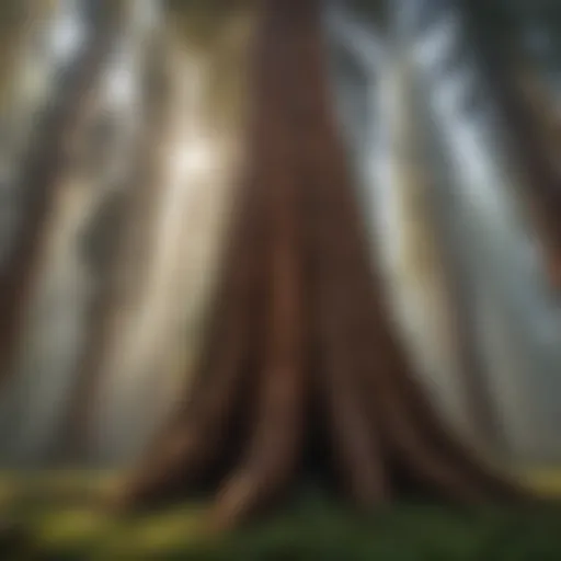 A majestic sequoia tree towering above the forest floor