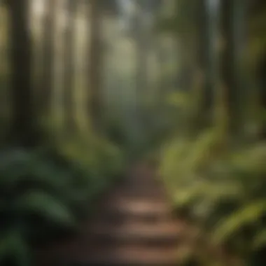 Tranquil Path in the Rainforest Landscape A tranquil path winding through Seattle's rainforest landscape