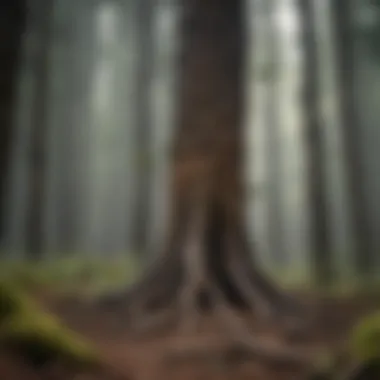 Carbon Sequestration Mechanics A tree’s root system absorbing carbon dioxide from the atmosphere
