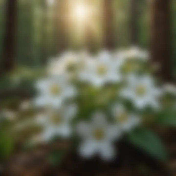 Natural habitat showcasing white flowers with four petals in bloom