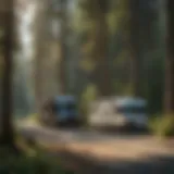 Scenic view of Timothy Lake South RV site surrounded by lush greenery