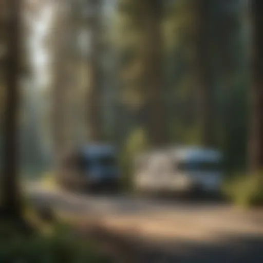 Scenic view of Timothy Lake South RV site surrounded by lush greenery