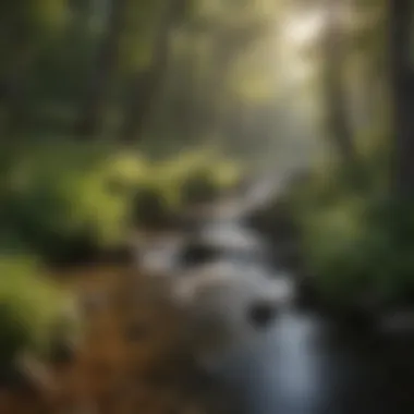 A tranquil stream flowing near the trail