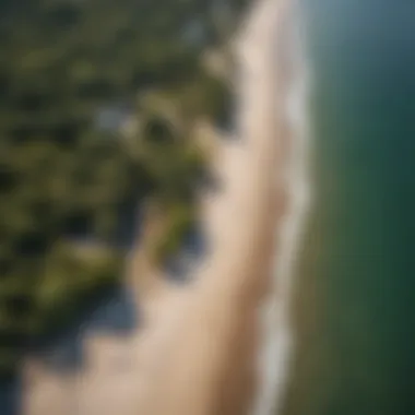 Aerial view of a coastal area with prominent beach knobs