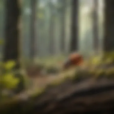 Ticks in Their Natural Habitat A forest scene illustrating ticks on branches and leaves, emphasizing their habitat.