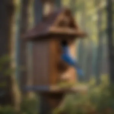 A beautifully crafted bluebird house in a natural setting