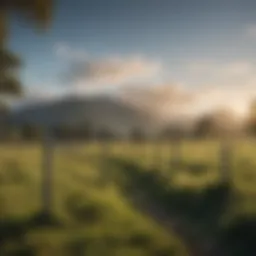 A serene landscape showcasing electric fencing in a lush New Zealand farm