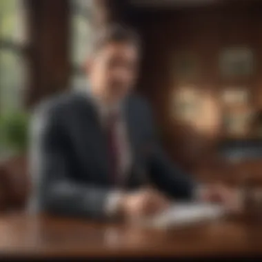 An attorney advocating in a courtroom setting A confident attorney presenting a case in a courtroom